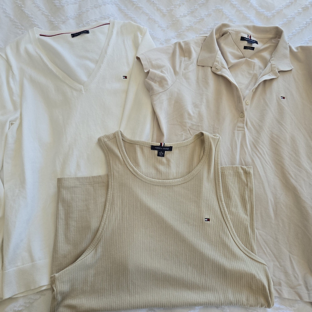 Tommy Hilfiger Cream and Tan Tops Set